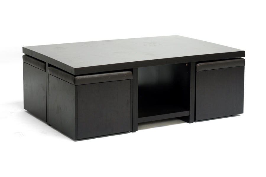 Baxton Studio Prescott Modern Table and Stool Set with Hidden Storage